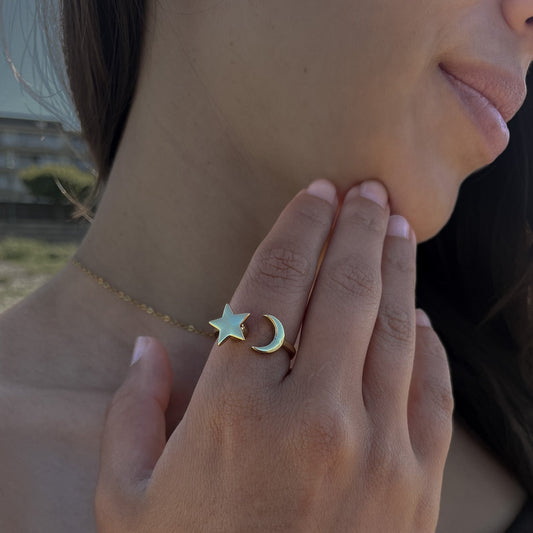 Moon & Star Anxiety Ring