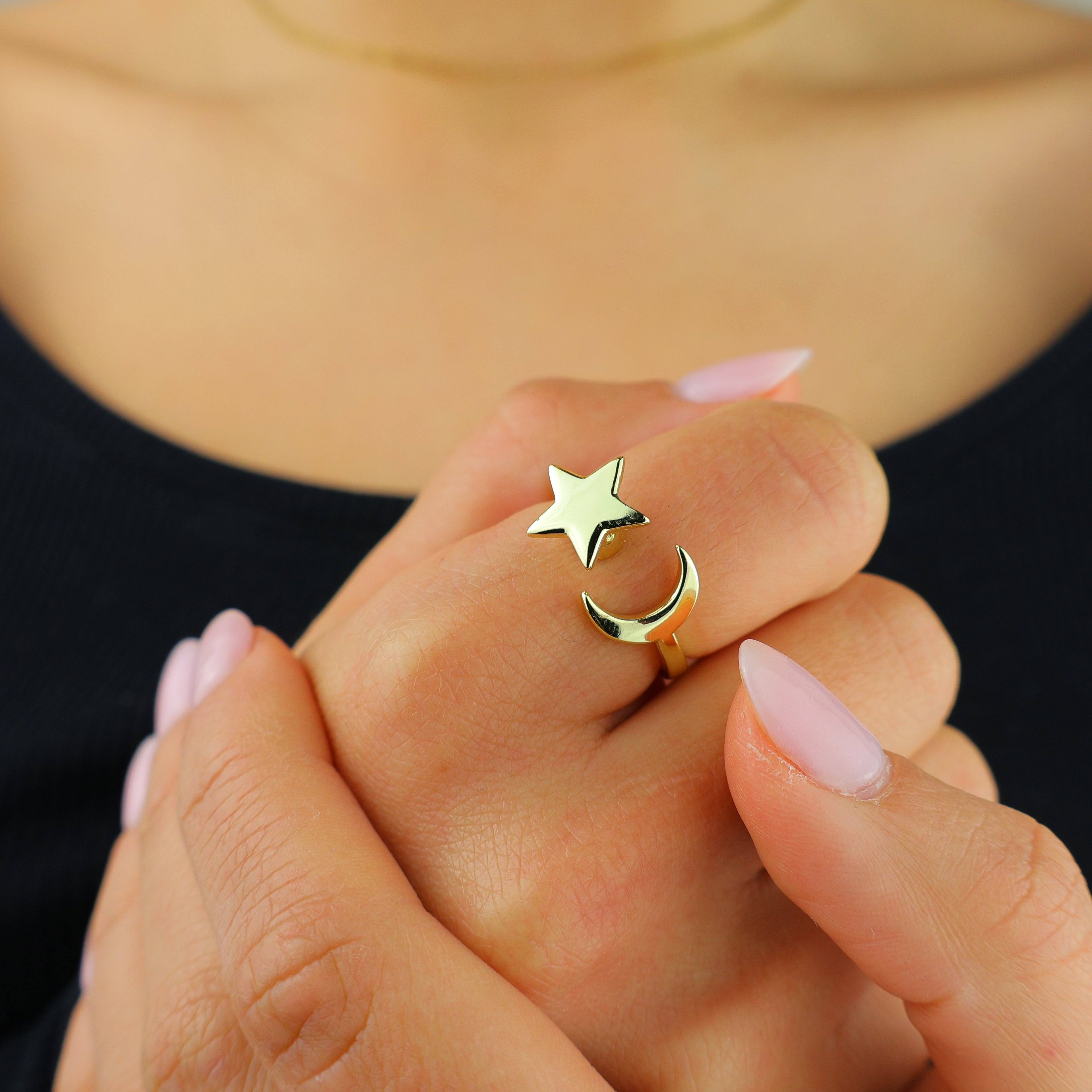 Moon & Star Anxiety Ring