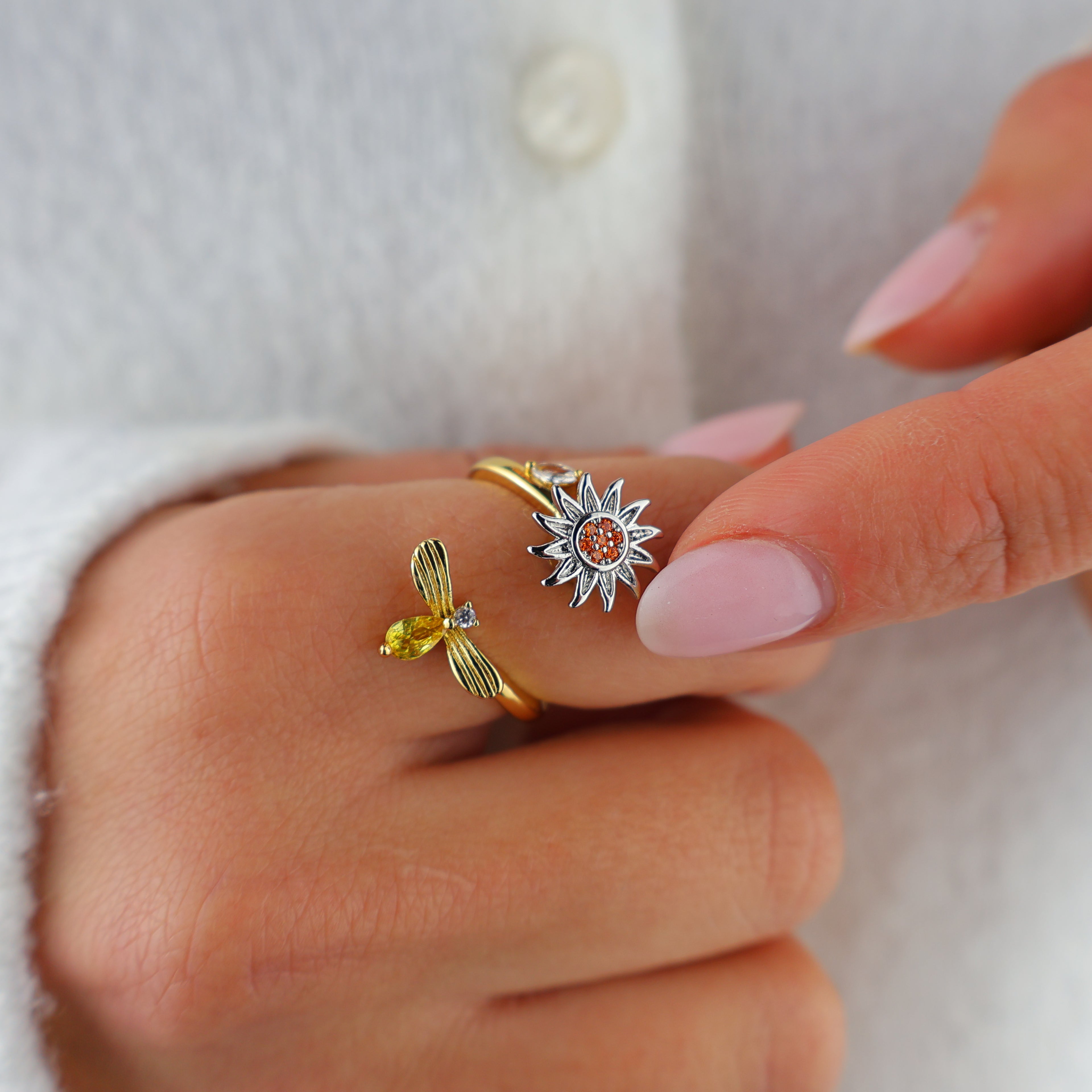 Bee & Bloom Anxiety Ring