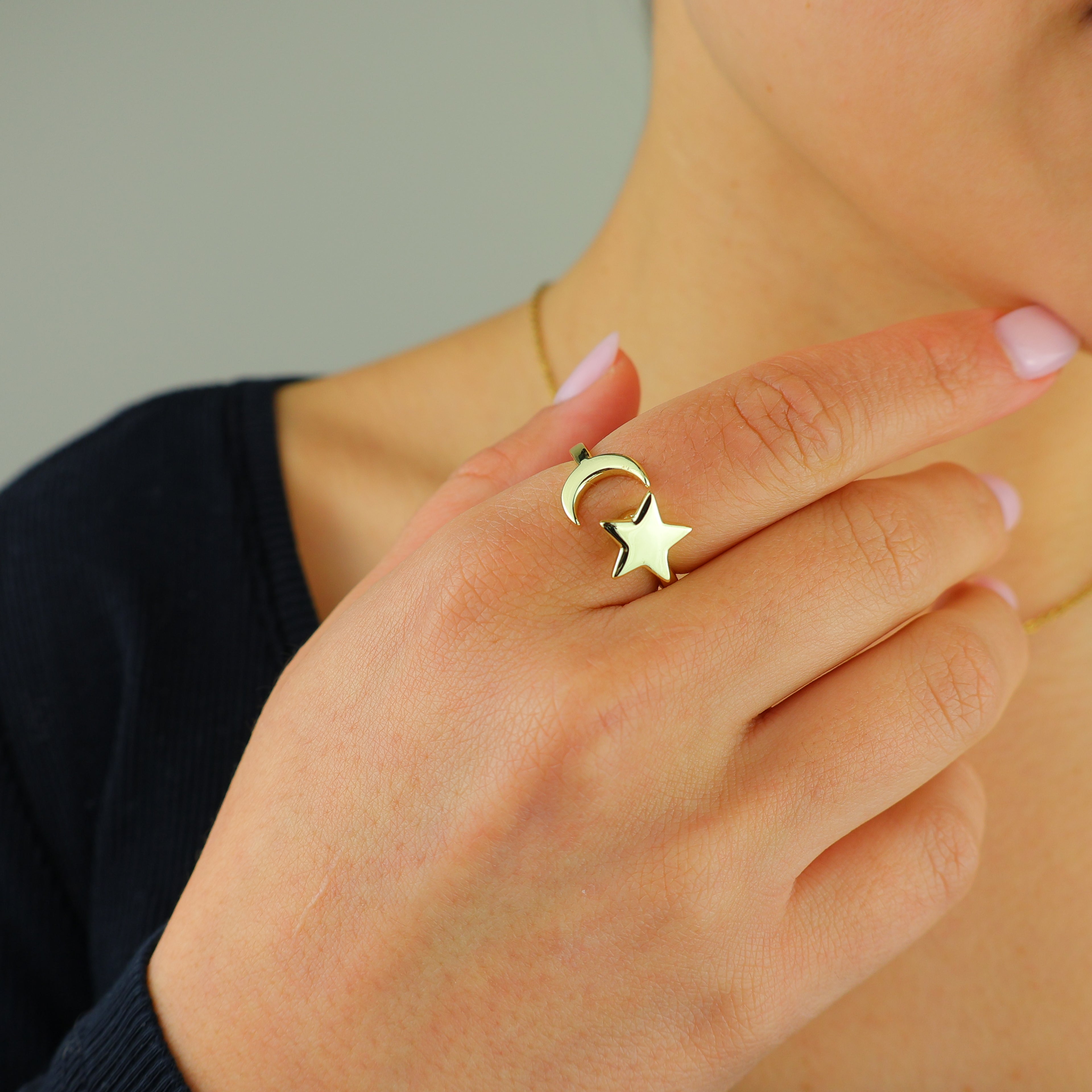 Moon & Star Anxiety Ring