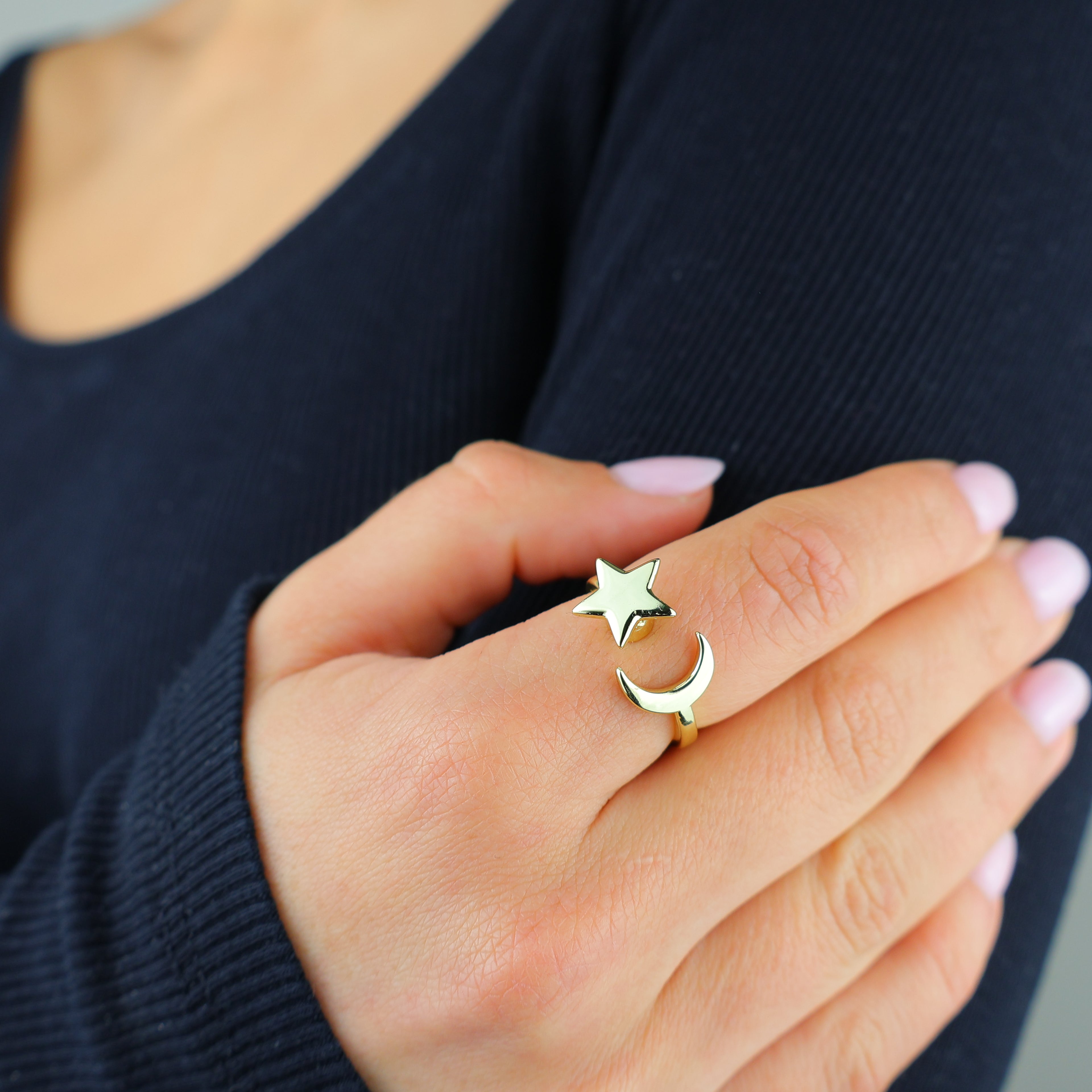 Moon & Star Anxiety Ring