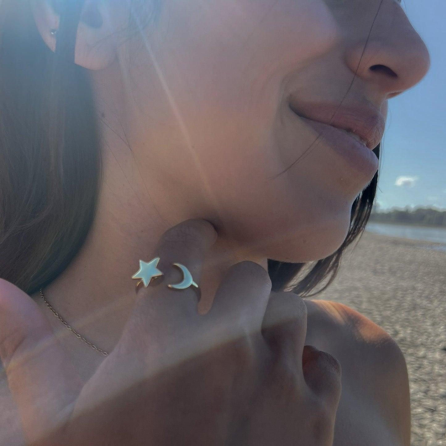 Moon & Star Anxiety Ring