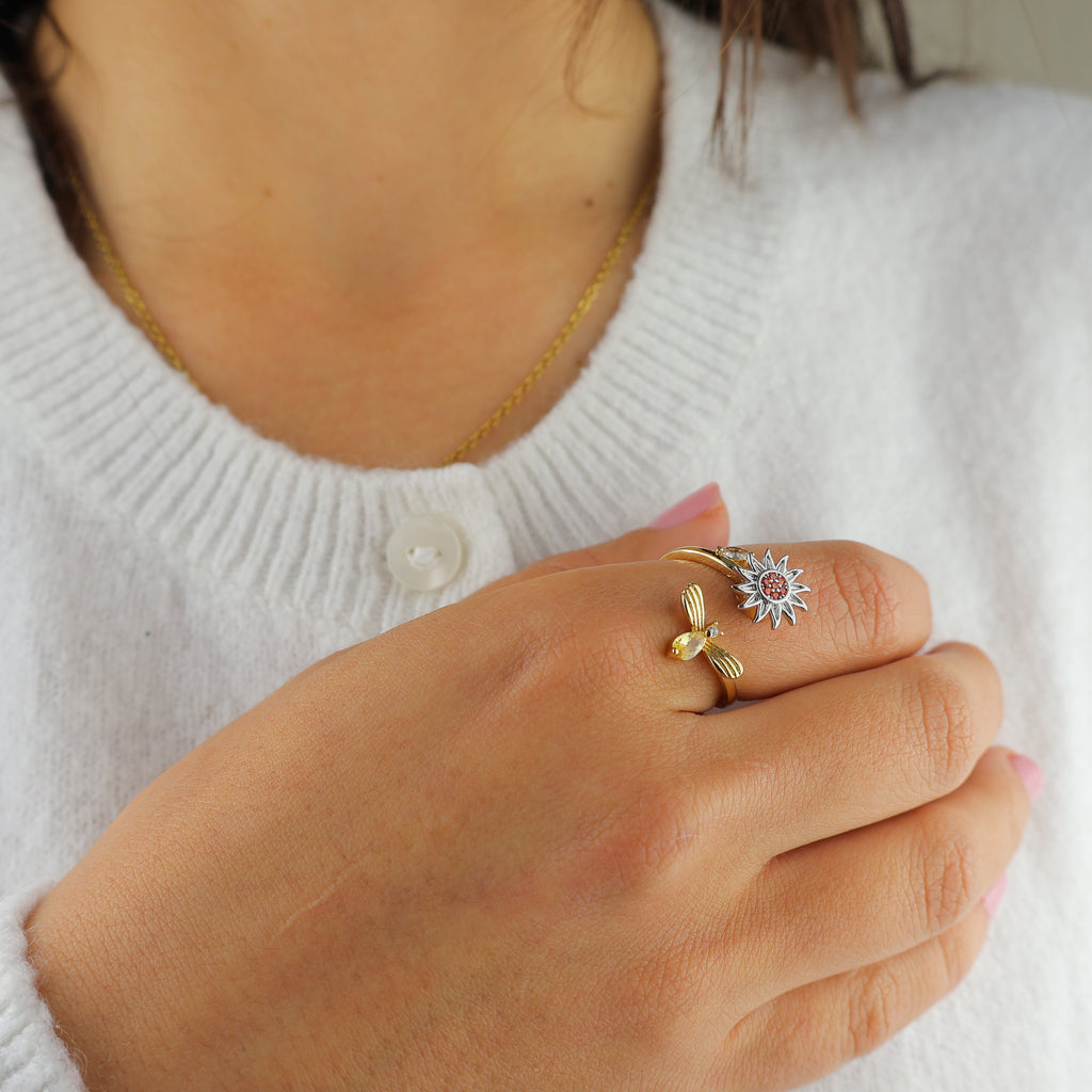 Bee & Bloom Anxiety Ring