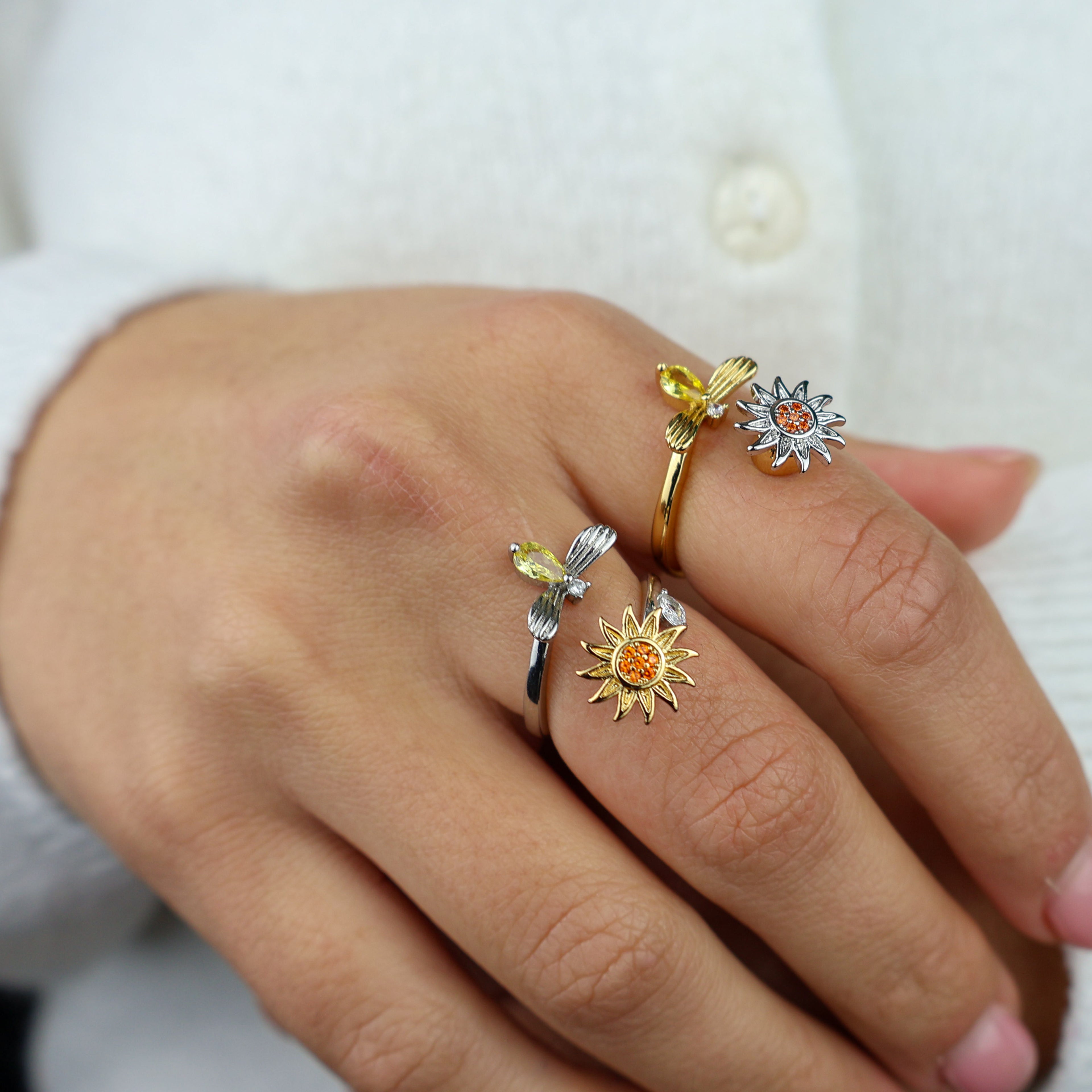 Bee & Bloom Anxiety Ring