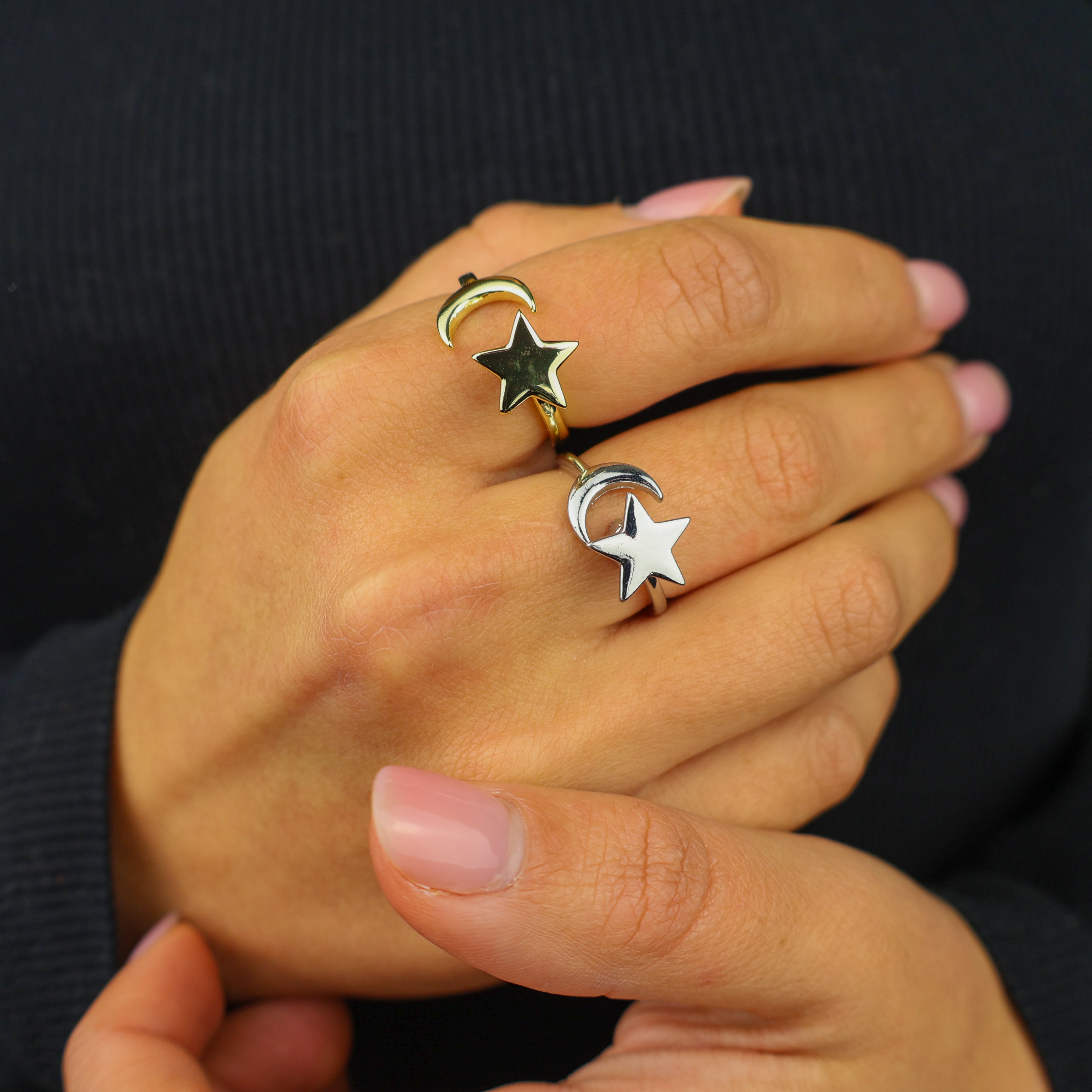 Moon & Star Anxiety Ring